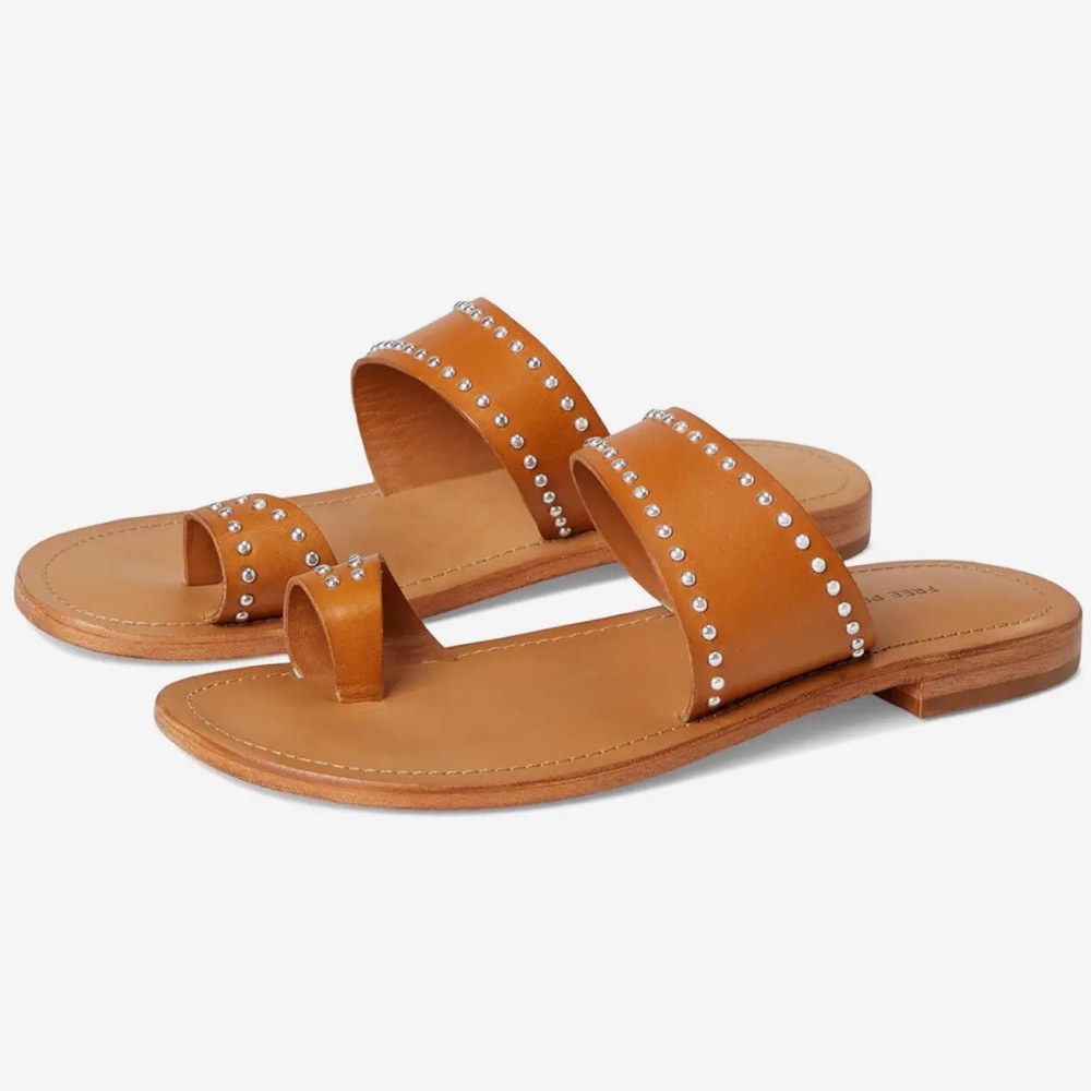Free People Amelie Tiny Stud Sandal, Cognac,‎ Size 6, NIB